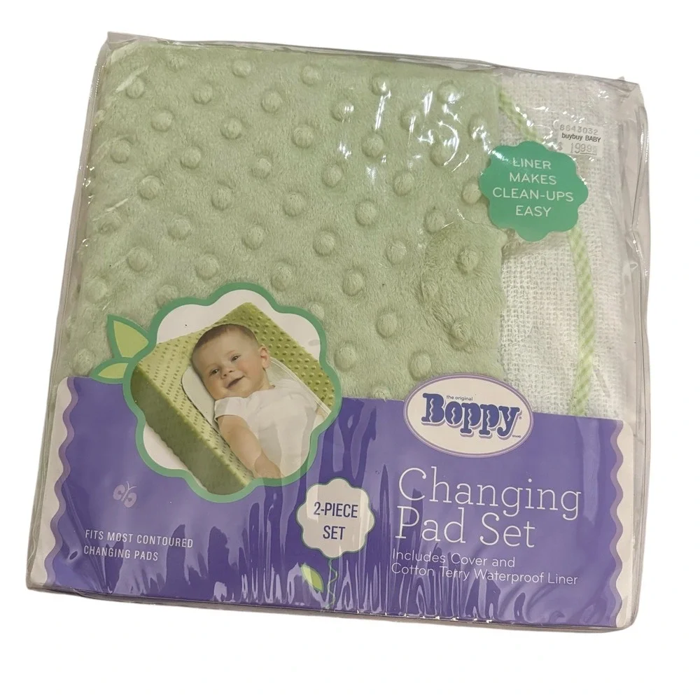 The Original Boppy Changing‎ Pad Cover and Waterproof Liner Set Sage Green